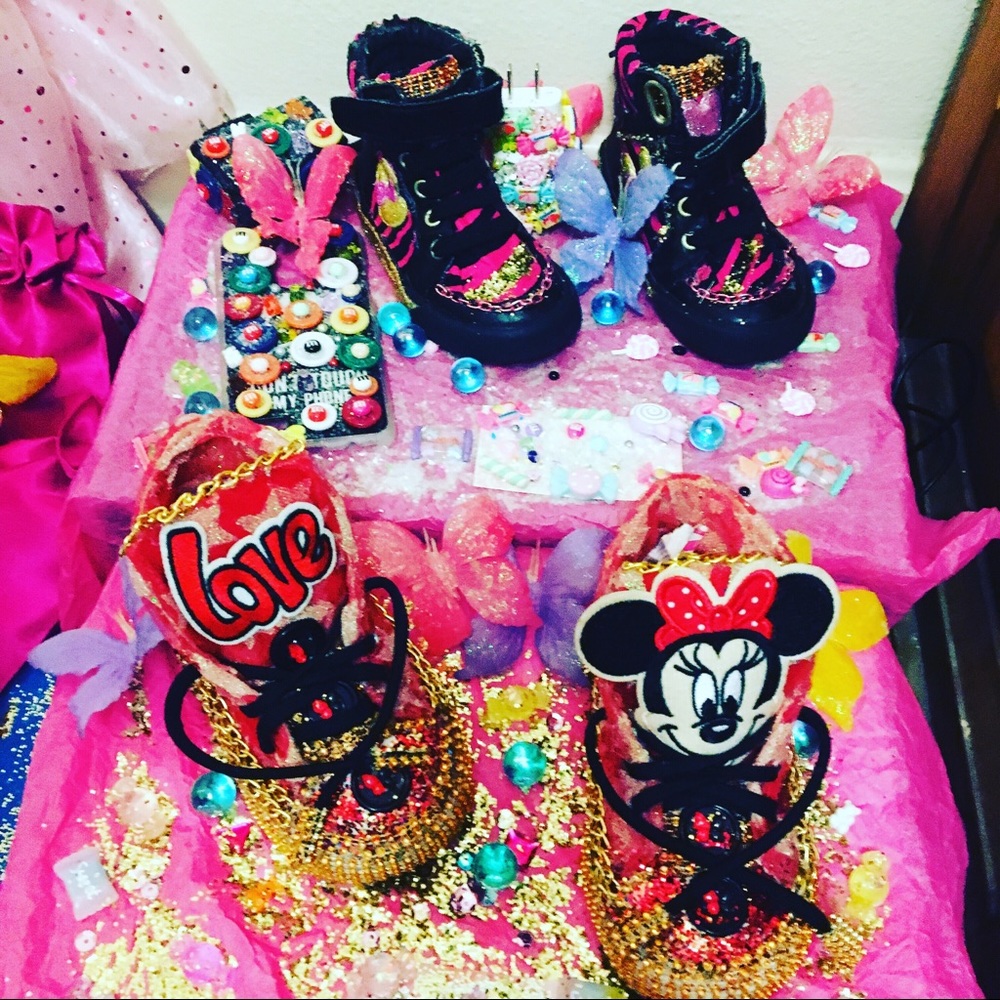 Kids rich girl Minnie Mouse Design & zebra stripe
